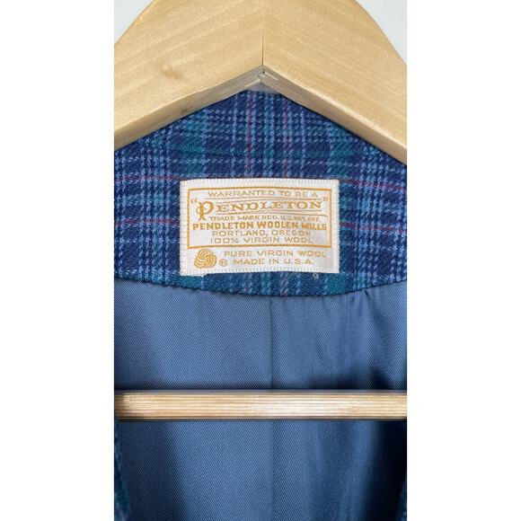 Vintage Pendleton Tartan Plaid 100% Pure Virgin Wool Blazer Jacket Womens M USA - Picture 3 of 10